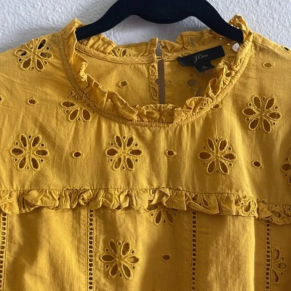 J.Crew Yellow Eyelet Blouse - Picture 3 of 6